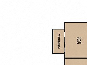 2 bedroom 1 bathroom floor plan at Metro Apartments in Phoenix, AZ